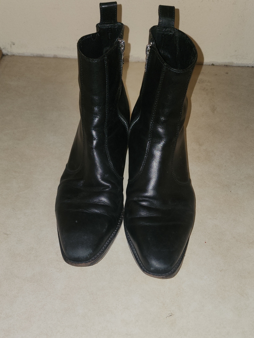 Men's Black Leather Zip Ankle Boots